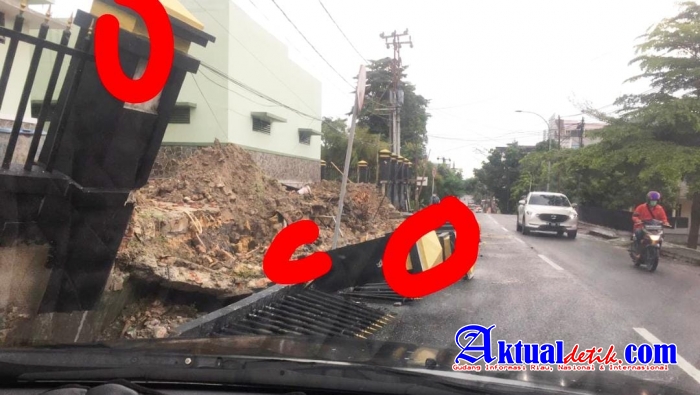 Tembok Pagar Bangunan Makorem 031/WB Pekanbaru Roboh, PT Marlanco Diduga Kerja Asal Jadi