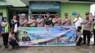 Polres Madina Berikan Surprise Kepada Anggota TNI SUBDENPOM I-2/7 Dan KOMPI MANGGA II YON 123 RW/TS